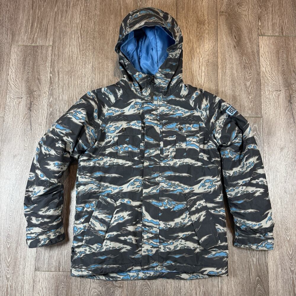 Burton Boys Dhaka Jacket Large 14/16 DRYRIDE Insulated Camo Plaid Snowboard Ski